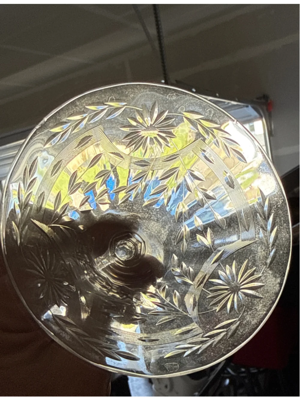 Vintage Etched Floral Crystal Cocktail Coupe Glasses, Set of 10